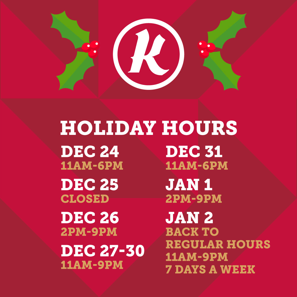 Holiday Hours Kichesippi Beer Co  holiday-hours-kichesippi-beer-co