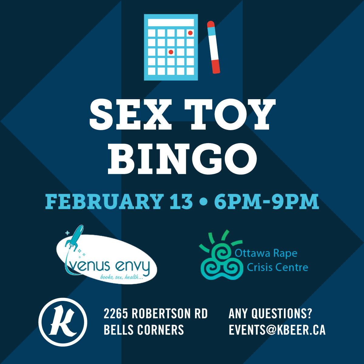 Feb 13th is Sex Toy Bingo Kichesippi Beer Co. Feb 13th is Sex Toy Bingo Kichesippi Beer Co.