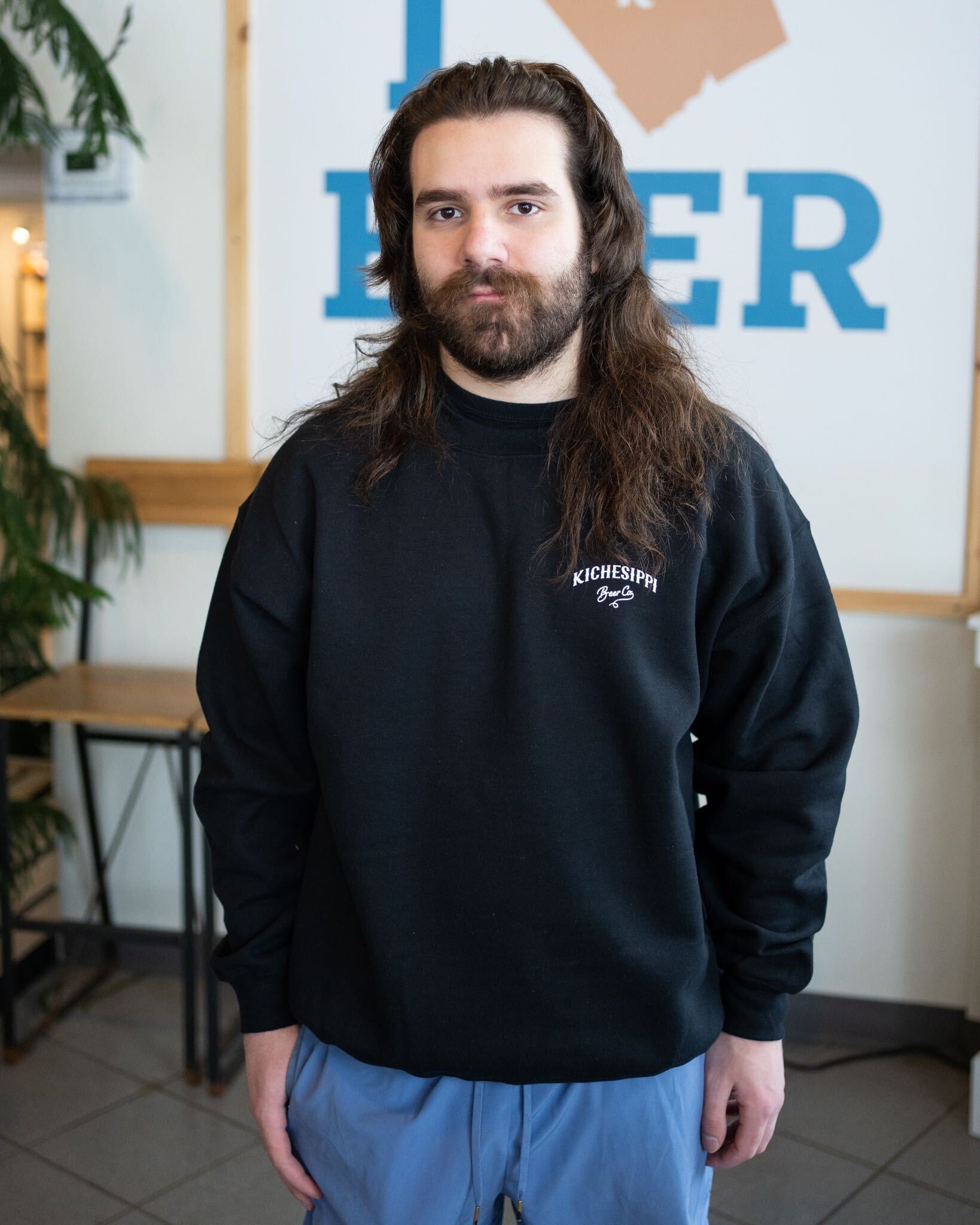 Crewneck Sweatshirt with Small Logo Black Kichesippi Beer Co